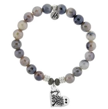 BRACELETS - Storm Agate Stone Bracelet With Family Tree Sterling Silver Charm