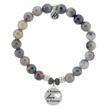 BRACELETS - Storm Agate Stone Bracelet With Fathers Love Sterling Silver Charm