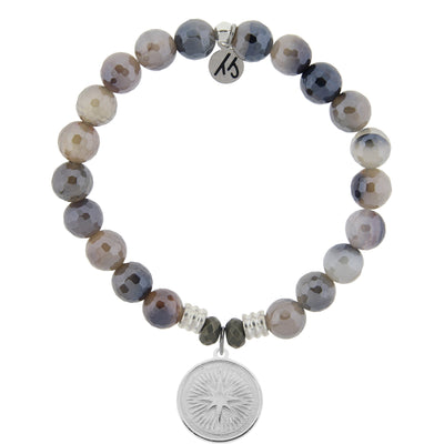 BRACELETS - Storm Agate Stone Bracelet With Guidance Sterling Silver Charm