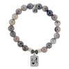BRACELETS - Storm Agate Stone Bracelet With Moon And Back Sterling Silver Charm