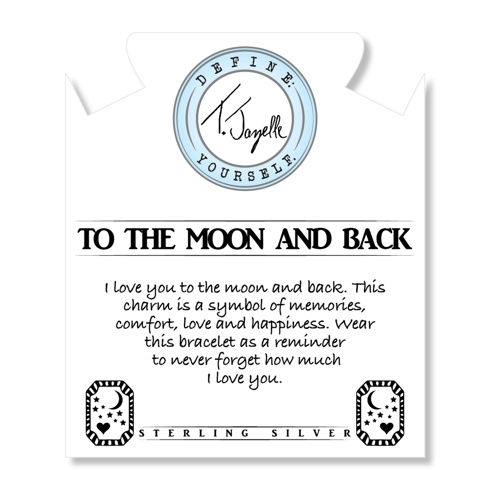 BRACELETS - Storm Agate Stone Bracelet With Moon And Back Sterling Silver Charm