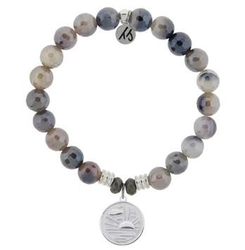 BRACELETS - Storm Agate Stone Bracelet With New Day Sterling Silver Charm