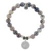 BRACELETS - Storm Agate Stone Bracelet With Serenity Prayer Sterling Silver Charm