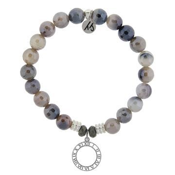 BRACELETS - Storm Agate Stone Bracelet With Timeless Sterling Silver Charm