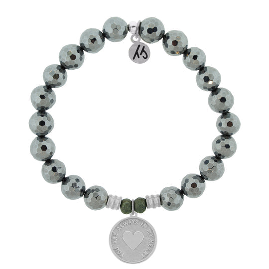 BRACELETS - Terahertz Stone Bracelet With Always In My Heart Sterling Silver Charm