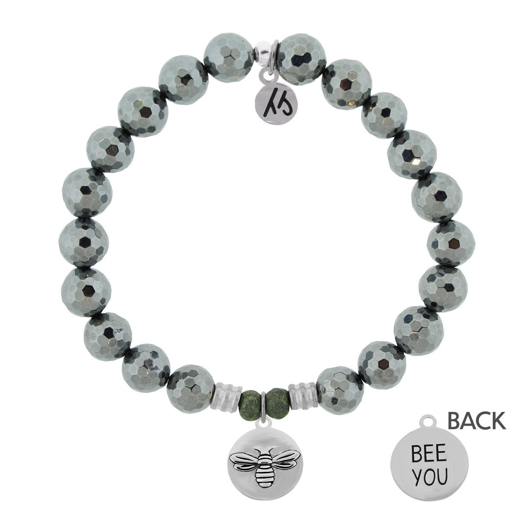 BRACELETS - Terahertz Stone Bracelet With Bee You Sterling Silver Charm