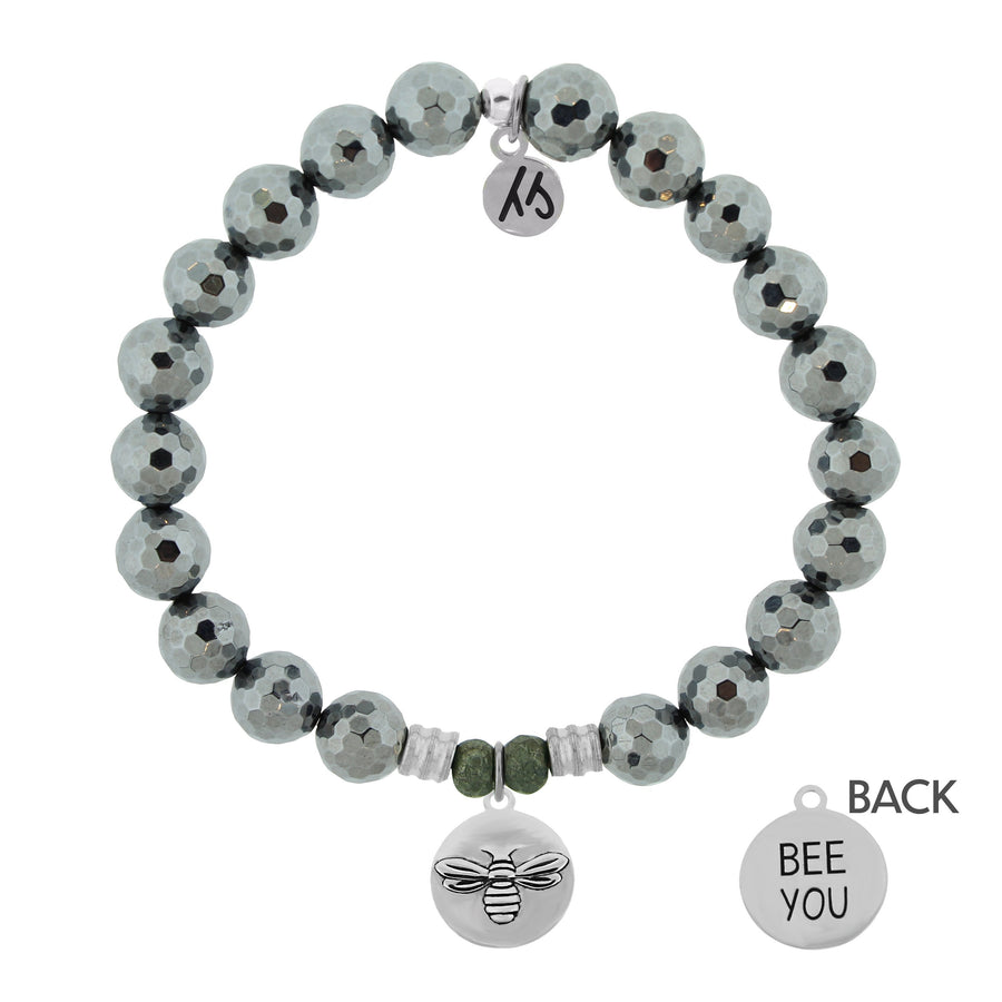 BRACELETS - Terahertz Stone Bracelet With Bee You Sterling Silver Charm