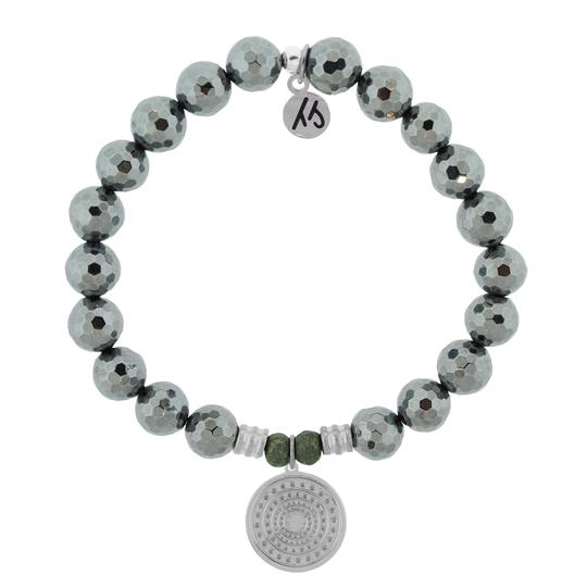 BRACELETS - Terahertz Stone Bracelet With Family Circle Sterling Silver Charm
