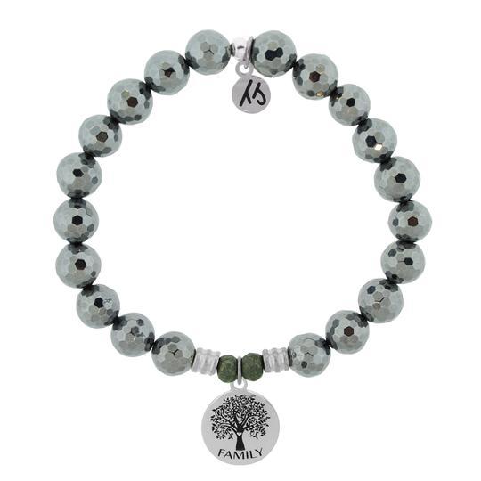 BRACELETS - Terahertz Stone Bracelet With Family Tree Sterling Silver Charm