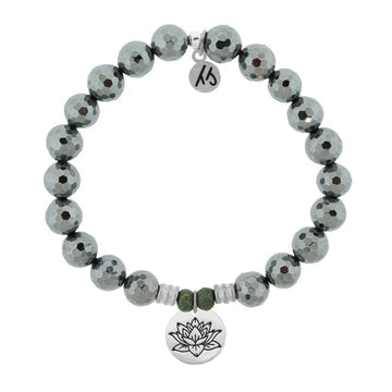 BRACELETS - Terahertz Stone Bracelet With Lotus Sterling Silver Charm