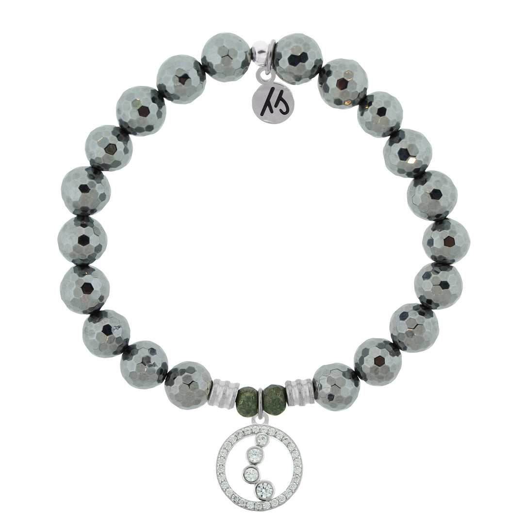BRACELETS - Terahertz Stone Bracelet With One Step At A Time Sterling Silver Charm