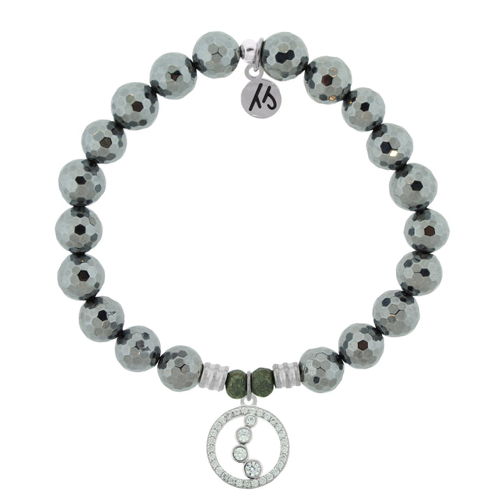 BRACELETS - Terahertz Stone Bracelet With One Step At A Time Sterling Silver Charm