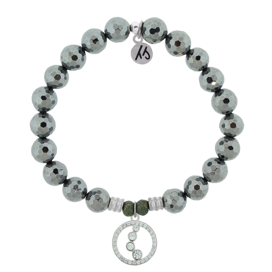 BRACELETS - Terahertz Stone Bracelet With One Step At A Time Sterling Silver Charm