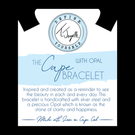 BRACELETS - The Cape Bracelet - Silver Steel With Seafoam Green Opal Ball