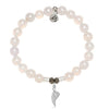 BRACELETS - White Agate Stone Bracelet With Angel Blessings Sterling Silver Charm