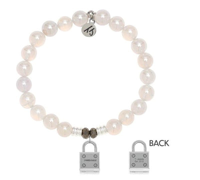 BRACELETS - White Agate Stone Bracelet With Unbreakable Sterling Silver Charm