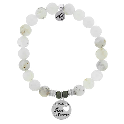 BRACELETS - White Chalcedony Stone Bracelet With Father's Love Sterling Silver Charm