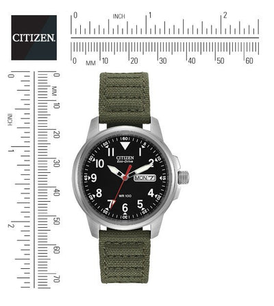 Citizen Eco-Drive Men's Watch With Green Canvas Strap