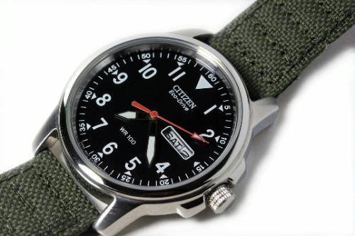 Citizen Eco-Drive Men's Watch With Green Canvas Strap