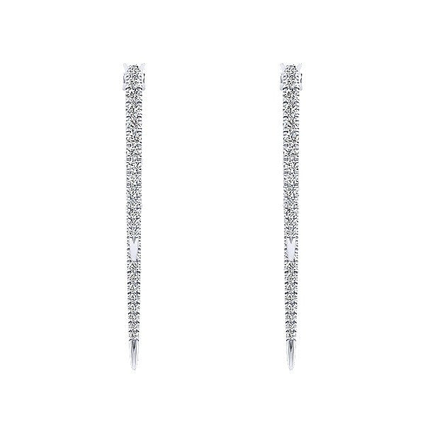 DESIGNERS - 14K White Gold 1/2cttw Diamond Double Drop Hoop Earrings