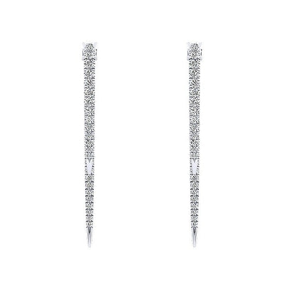 DESIGNERS - 14K White Gold 1/2cttw Diamond Double Drop Hoop Earrings
