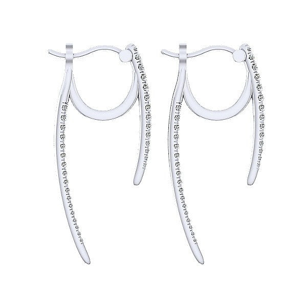 DESIGNERS - 14K White Gold 1/2cttw Diamond Double Drop Hoop Earrings