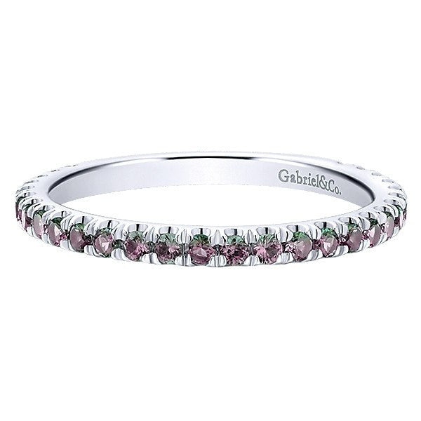 DESIGNERS - 14K White Gold Created Alexandrite Stackable Birthstone Ring