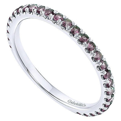 DESIGNERS - 14K White Gold Created Alexandrite Stackable Birthstone Ring