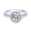 DIAMOND ENGAGEMENT RINGS - 1.47cttw Round Halo Diamond Engagement Ring With Bead Set Side Diamonds