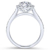DIAMOND ENGAGEMENT RINGS - 1.47cttw Round Halo Diamond Engagement Ring With Bead Set Side Diamonds