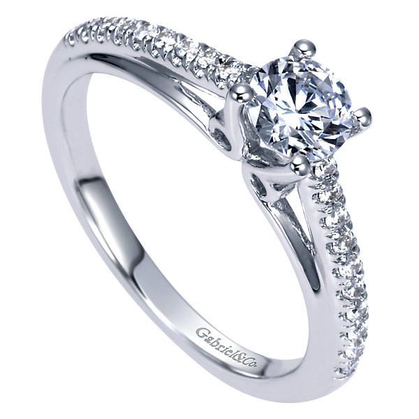 DIAMOND ENGAGEMENT RINGS - 14K 1/2cttw Pave Set Round Trellis Diamond Engagement Ring