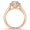 DIAMOND ENGAGEMENT RINGS - 14K Rose Gold 1.47cttw Round Halo Diamond Engagement Ring With Bead Set Side Diamonds
