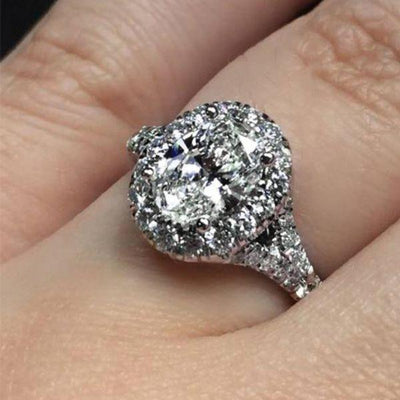 DIAMOND ENGAGEMENT RINGS - 14K Rose Gold 1.71cttw Oval Halo Diamond Engagement Ring With Subtle Split Shank