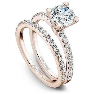 DIAMOND ENGAGEMENT RINGS - 14K Rose Gold .27cttw Traditional Pave Diamond Engagement Ring #825A