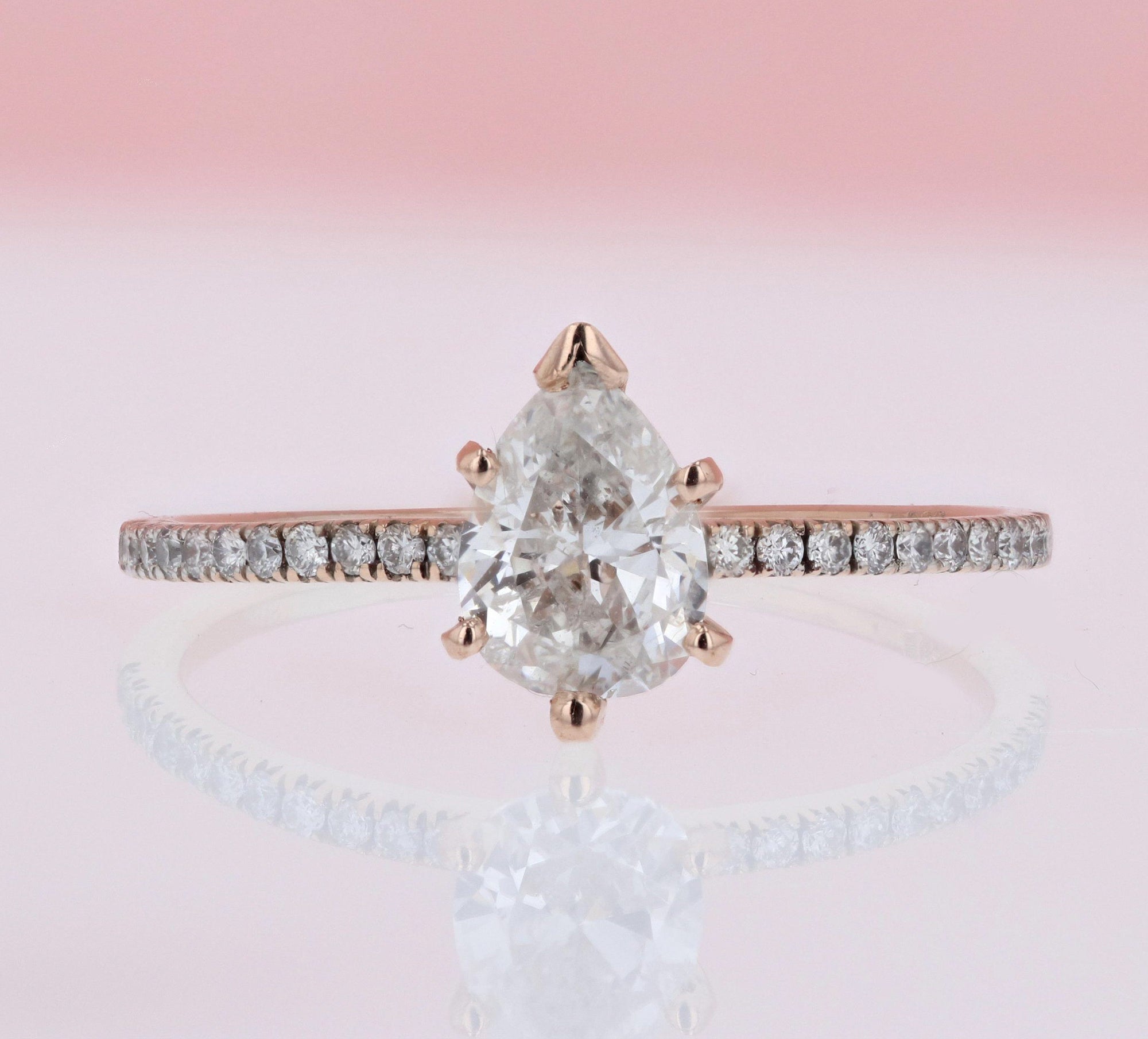 The Signature Pear Engagement Ring | 18K White Gold Pave