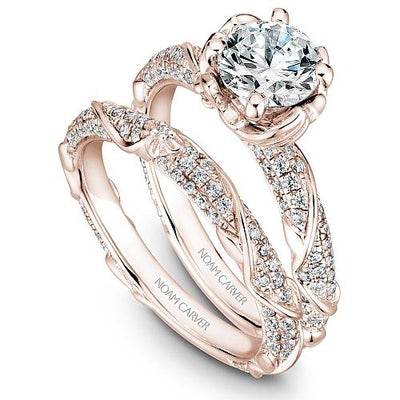 Flowing Pave Round Diamond Ring 14K Rose Gold 801A