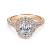 DIAMOND ENGAGEMENT RINGS - 14K Rose Gold Oval Halo Diamond Engagement Ring With Subtle Split Shank