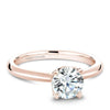 Solitaire Pave Diamond Ring 14K Rose Gold 909A