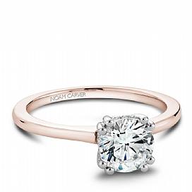 DIAMOND ENGAGEMENT RINGS - 14K Rose Gold Traditional Diamond Engagement Ring