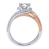 DIAMOND ENGAGEMENT RINGS - 14k Two-Tone Gold 1.30cttw Bypass Style Rose And White Gold Round Diamond Engagement Ring