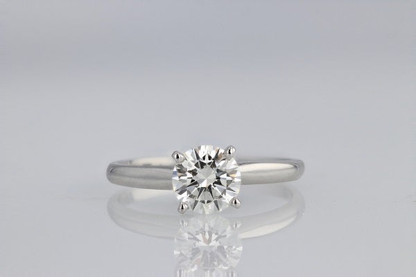 DIAMOND ENGAGEMENT RINGS - 14K White Gold 1.00ct J/SI1 IGI Lab Grown Round Solitiare Diamond Engagement Ring.