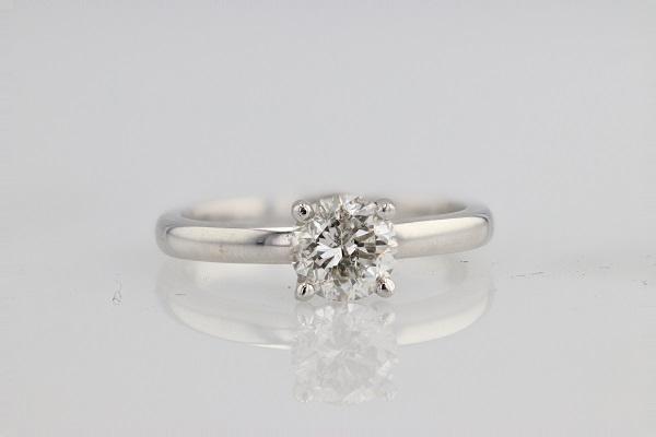 DIAMOND ENGAGEMENT RINGS - 14K White Gold 1.02ct G/I1 Round Solitaire Diamond Engagement Ring