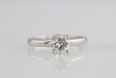 DIAMOND ENGAGEMENT RINGS - 14K White Gold 1.02ct G/I1 Round Solitaire Diamond Engagement Ring