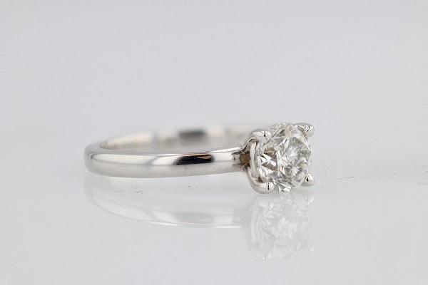 DIAMOND ENGAGEMENT RINGS - 14K White Gold 1.02ct G/I1 Round Solitaire Diamond Engagement Ring