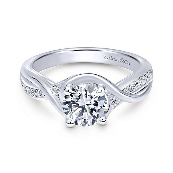 DIAMOND ENGAGEMENT RINGS - 14K White Gold 1.10cttw Wrapped Crossover Diamond Engagement Ring