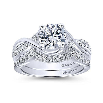 DIAMOND ENGAGEMENT RINGS - 14K White Gold 1.10cttw Wrapped Crossover Diamond Engagement Ring