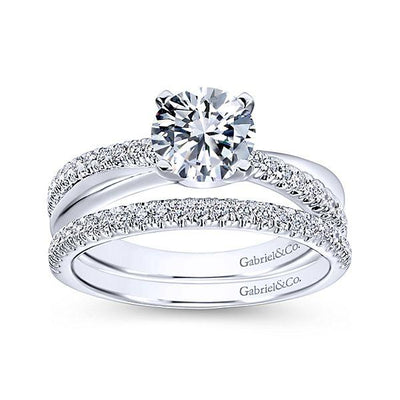 DIAMOND ENGAGEMENT RINGS - 14K White Gold 1.19cttw Classic Crossover Diamond Engagement Ring
