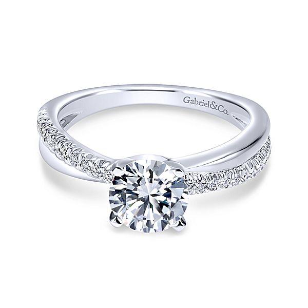 DIAMOND ENGAGEMENT RINGS - 14K White Gold 1.19cttw Classic Crossover Diamond Engagement Ring