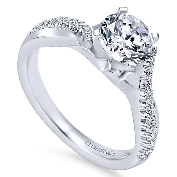 DIAMOND ENGAGEMENT RINGS - 14K White Gold 1.19cttw Crossover Diamond Engagement Ring