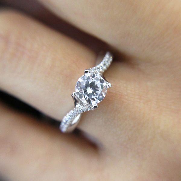 DIAMOND ENGAGEMENT RINGS - 14K White Gold 1.19cttw Crossover Diamond Engagement Ring